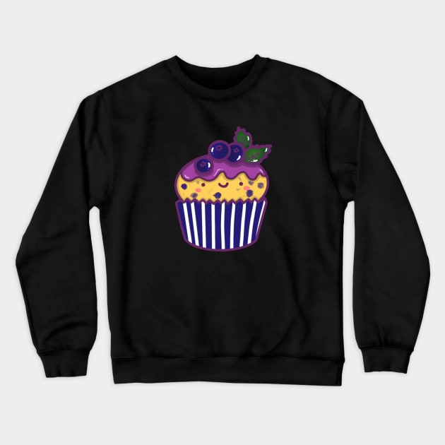 Kawaii Blueberry cupcake sticker doodle design sticker Crewneck Sweatshirt by Marie.c.doodles